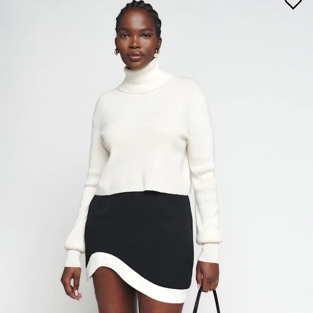 Reformation Penny Skirt Black / Ivory - Size 6